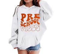 Chemise de Sport pour Enfants Filles garçon Premier Jour d'école Pull à Capuche décontracté dans ma Chemise préscolaire Sweat à Capuche de Maternelle avec Poche adapté aux Blouse (White, 13-14 Years)