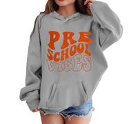 Chemise de Sport pour Enfants Filles garçon Premier Jour d'école Pull à Capuche décontracté dans ma Chemise préscolaire Sweat à Capuche de Maternelle avec Poche adapté aux Blouse (Grey, 7-8 Years)