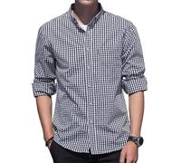 Chemise de Style campagnard Champion pour Hommes, Chemise à Carreaux à Manches Longues, Chemises Western Coupe Classique, Noir et Blanc 3XL