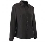 Chemise de travail à manches longues pour femme - Coupe ajustée - Extensible - Style exécutif - Décontracté - Affaires - Bureau - Entretien facile - En popeline - Sans repassage, Noir , L