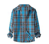 Chemise de travail d'affaires pour homme 2025 Automne Casual Basique Chemise à carreaux Revers Simple Boutonnage Manches Longues Chemisier Athlétique Sports Workwear Tops, bleu, L