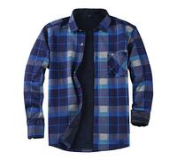 Chemise de travail d'affaires pour homme 2025 Automne et hiver Chemise fine à simple boutonnage à revers lisse Imprimé écossais à manches longues Vêtements de sport athlétiques, bleu marine, 4XL