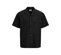 Jack & Jones Chemise Summer Linen Blend Resort, lin mélangé, manches courtes, Noir L Homme