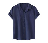 Chemise Decontracte Homme Style Chic Moderne Design Epure Coupe Fluide pour Toutes morphologies adapté au Quotidien W nds et Rencontres Entre Amis Navy TTG (XX_l)