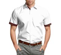 Chemise décontractée 2026 pour homme pour un usage quotidien - Haut en tricot mélangé boutonné sur le devant avec couture moderne et confort léger pour l'été, blanc, XXL