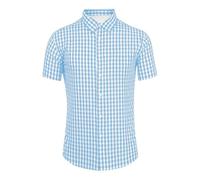Chemise décontractée à Carreaux boutonnée en Coton Blend à Manches Courtes pour Homme, Coupe régulière - Chemises pour Homme à Manches Courtes avec Poche - Vichy - T-Shirt boutonné - Coupe Droite