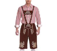 Chemise décontractée à carreaux pour homme à manches longues en coton - Costume de fête de la bière pour homme - Chemise bavaroise traditionnelle boutonnée - Coupe régulière - Chemise de bûcheron en