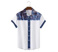 Chemise décontractée à imprimé hawaïen pour homme avec manches courtes boutonnée sur le devant et coupe décontractée pour la plage ou un usage quotidien (S D)