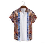 Chemise décontractée à imprimé hawaïen pour homme avec manches courtes boutonnée sur le devant et coupe décontractée pour la plage ou un usage quotidien (M B)