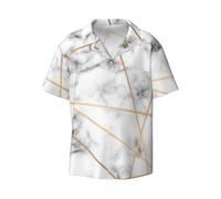 Chemise décontractée à manches courtes avec imprimé texturé marbré pour homme, chemise boutonnée pour la plage, l'été, le mariage, Noir , 4XL