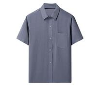 Chemise décontractée à manches courtes pour homme d'âge moyen et âgé, chemises d'été fines pour hommes, chemises décontractées amples pour les personnes âgées style années 70, gris foncé, XL