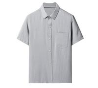 Chemise décontractée à manches courtes pour homme d'âge moyen et âgé, chemises d'été fines pour hommes, chemises décontractées amples pour les personnes âgées style années 70, gris, XL