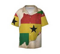 Chemise décontractée à manches courtes pour homme, motif drapeau de Sao Tomé-et-Principe Map04, chemise boutonnée pour la plage, l'été, le mariage, Noir , 4XL
