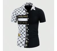 Chemise décontractée à manches courtes pour hommes avec imprimé baroque coloré, idéale pour l'été et comme cadeau pour le petit ami L,M,S,XL,XXLÉtoffe