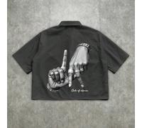 Chemise décontractée à manches courtes pour hommes avec imprimé de lettres et de gestes pour l'été L,M,S,XL,XS,XXLPortraitTissu tissé