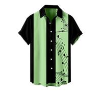 Chemise décontractée à manches courtes pour hommes, chemises surdimensionnées boutonnées, t-shirts plissés de couleur contrastée, t-shirts patchwork coupe ample, chemisiers imprimés, hauts d'été