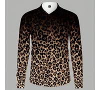 Chemise décontractée à manches longues et boutons avec imprimé léopard pour homme, pour l'automne L,M,S,XL,XS,XXLImprimé léopardTissu tissé