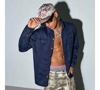 Chemise décontractée à manches longues et boutons-pression de style militaire pour hommes, de couleur unie. Coupe slim avec deux poches. Convient pour le port en extérieur et quotidien, avec un look r