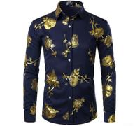 Chemise décontractée à manches longues pour homme, extensible dans les quatre sens, col rabattable, coupe droite, pour les fêtes de fin d'année, usage quotidien, jaune (2XL jaune)
