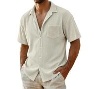 Chemise Decontractee Chemise ete Chemise Velours cotele Style Elegant pour Vacances detente Moments Loisirs Soiree Sortie Entre Amis Beige 4TG