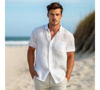 Chemise décontractée de couleur unie pour hommes, chemise à manches courtes, chemise blanche de mode, chemise hawaïenne de plage de villégiature L,M,S,XL,XXL,XXXLUnicolorePolyester