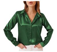Chemise décontractée en Satin la Mode pour Femmes, Chemisier élégant Manches Longues Satin Chemisiers Blouses Femme Épaule décolletée