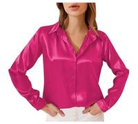 Chemise décontractée en Satin la Mode pour Femmes, Chemisier élégant Manches Longues Satin Chemisiers Blouses Femme Épaule décolletée