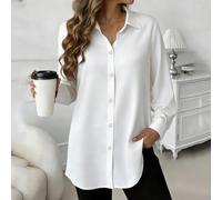 Chemise décontractée et confortable mi-longue à boutons, nouvelle arrivée, convenant à toutes les saisons, blanche, printemps L,M,S,XL,XXLUnicolorePolyester