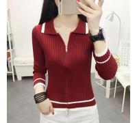 Chemise décontractée pour femme avec col en V élégant et manches longues (M, rouge)