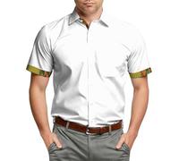 Chemise décontractée pour homme 2026 pour un usage quotidien avec coupe confortable et couture moderne d'été, blanc, L