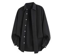 Chemise décontractée pour homme avec poche de poitrine, manches longues, boutonnée, surdimensionnée, confortable, coupe ample, t-shirt de loisirs, fin, respirant, haut d'automne, simple pour le bureau