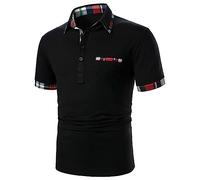 Chemise décontractée pour homme de grande taille | T-shirt doux à manches courtes avec revers, haut extensible confortable pour un usage quotidien pour grands et grands hommes, Noir , 6XL