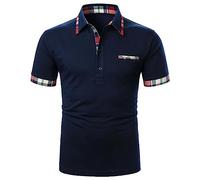 Chemise décontractée pour homme de grande taille | T-shirt doux à manches courtes avec revers, haut extensible confortable pour un usage quotidien pour grands et grands hommes, bleu marine, 4XL