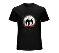 Chemise décontractée pour homme Lune foncée avec chauves-souris et Mothman Folklore pur coton est plus hygroscopique, Noir , L