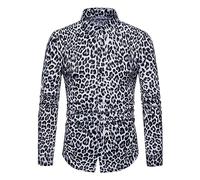 Chemise Décontractée pour Hommes Manches Longues À Manches Léopards