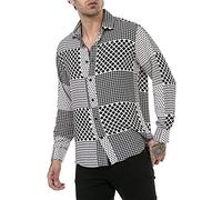 Chemise décontractée pour hommes Manches longues Tissu léger Blanc S