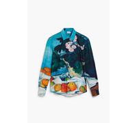 Desigual Chemise azur / bleu cyan / sapin / mandarine, Taille S