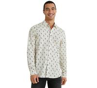 Chemise Desigual Roz crème pour hommes avec impression artificielle S