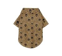 Chemise d'été à boutons pour chien avec motif tête de mort léopard marron chic - Doux, léger et respirant - Parfait pour un usage quotidien et des séances photo - Taille XXL