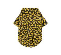 Chemise d'été à manches courtes pour chien avec motif léopard jaune vif et beige avec cœur boutonnée, douce, légère et respirante, parfaite pour un usage quotidien et des séances photo XL