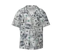 Chemise d'été à manches courtes pour homme avec imprimé dollar amusant - Chemise décontractée hawaïenne pour la plage, Noir , L