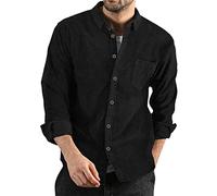 Chemise d'été à manches longues en velours côtelé pour homme - Veste légère boutonnée pour poches à rabat - Surchemise élégante et décontractée à manches longues - Chemise de travail décontractée pour
