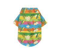 Chemise d'été colorée à rayures tropicales pour chien avec motif de feuilles tropicales - T-shirt léger et respirant à manches courtes - Parfait pour un usage quotidien et des séances photo XL