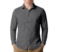 Chemise D'éTé De Lin à Manches Courtes Solid Color Col Boutonné pour GarçOn Uni Loisirs DéContracté Basique Patte De Boutonnage Facile à Repasser Occasionnels pour Enfants 6-16 Ans LéGèRe