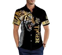 Chemise d'été décontractée à manches courtes pour homme Motif tigre 3D, Chemise hawaïenne, XXL