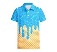 Chemise d'été décontractée pour garçon avec imprimé glacé, col boutonné classique pour enfants et adolescents, multicolore, 7-8 ans