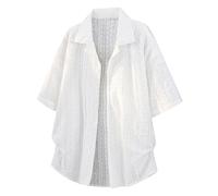 Chemise d'été décontractée Style Japonais à Coupe Ample et Texture légère pour Un Confort Optimal et Une Mode Jeune Homme (White, M)