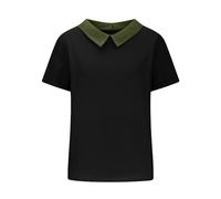 Chemise d'été fine et respirante en coton et lin patchwork ample surdimensionné minceur à revers chemise à manches courtes sous-vêtements pour femmes chemise, Vert, 4XL