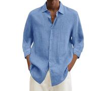 Chemise d'été légère à Manches Longues pour Homme, Revers uni, col