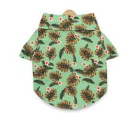 Chemise d'été pour chats et chiens avec imprimé feuilles col revers vêtements d'extérieur promenade chats combinaison à séchage rapide confortable simple pour petite fille avec imprimé feuilles